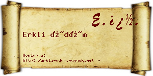 Erkli Ádám névjegykártya